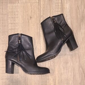 Lauren Ralph Lauren Black Leather Western Tassel Ankle Boots 🤠